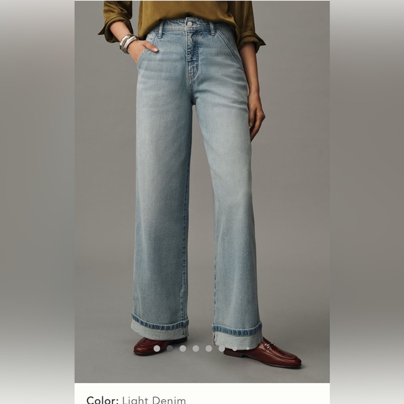 Pilcro Mason High-Rise relaxed gaucho ankle jeans Light Blue Wide Leg Sz.28 - Picture 2 of 10